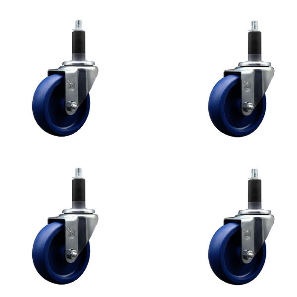 Service Caster 4'' Solid Poly Wheel Swivel 1-1/8'' Expanding Stem Caster Set, 4PK SCC-EX20S414-SPUS-118-4 - main